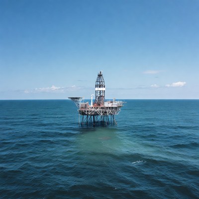 Offshore oil rig in ocean