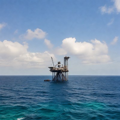 Offshore oil rig in ocean