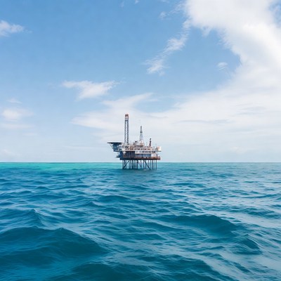 Offshore oil rig in ocean