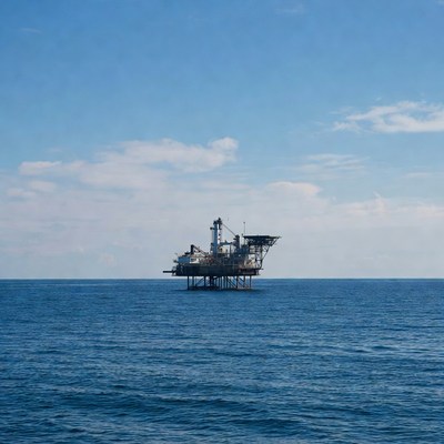 Offshore oil rig in ocean
