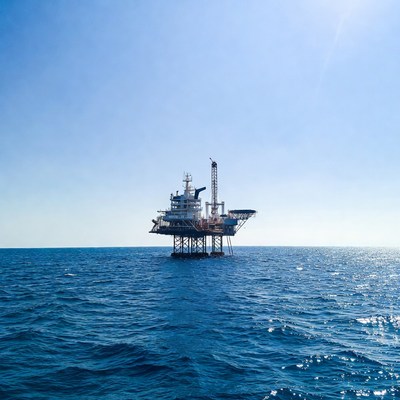 Offshore oil rig in ocean