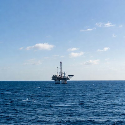 Offshore oil rig in ocean