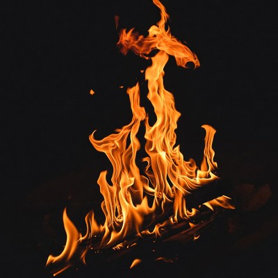 Burning Flames on Black Background