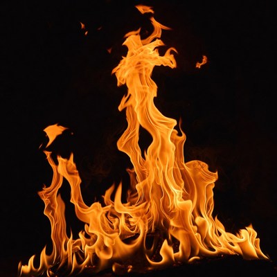 Burning Flames on Black Background