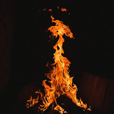 Bright orange flames on black background