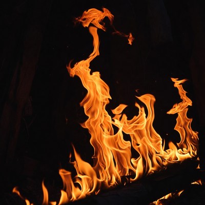 Burning Flames on Dark Background