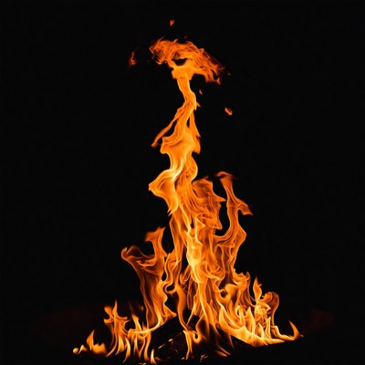 Fiery Flames on Black Background