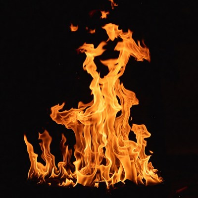 Vibrant flames on black background