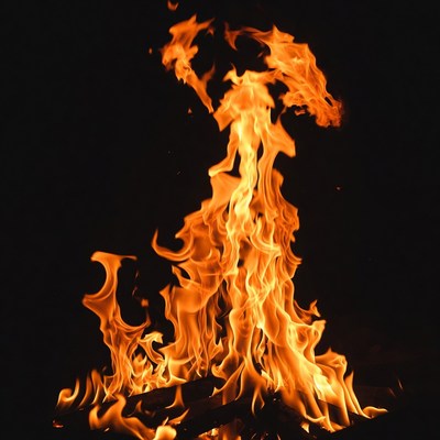 Fiery Dragon Flames on Black Background