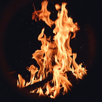 Burning Flames on Black Background