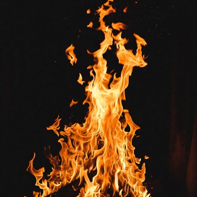 Vibrant Flames on Black Background