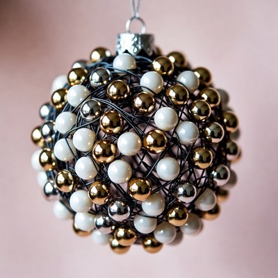 Shiny Black White Gold Ornament