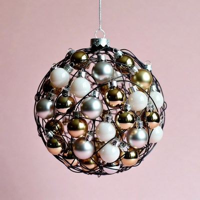 Wire Christmas Ornament with Baubles