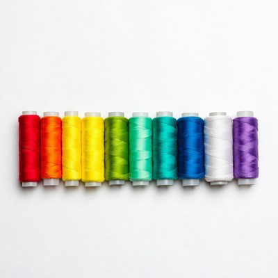 Rainbow Spools of Thread on White