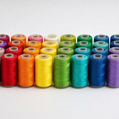 Colorful Thread Spools Rainbow Arrangement