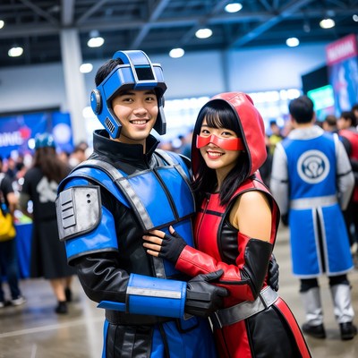 Cosplay Couple as Blue and Red Characters