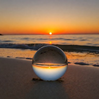 Crystal Ball Sunset Beach Reflection