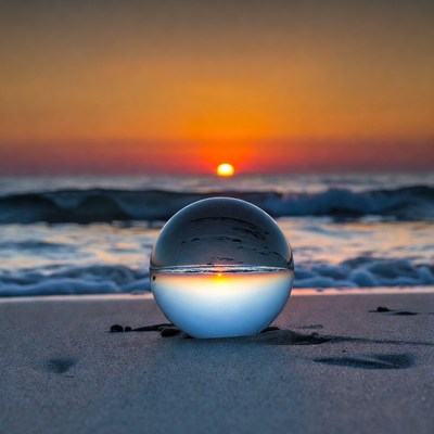 Crystal Ball Capturing Sunset Beach