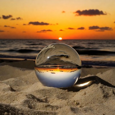 Crystal Ball Sunset Beach Reflection