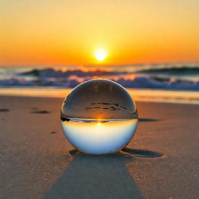 Crystal Ball Capturing Beach Sunset