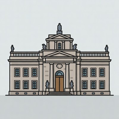 Classical Building with Statues Illustration