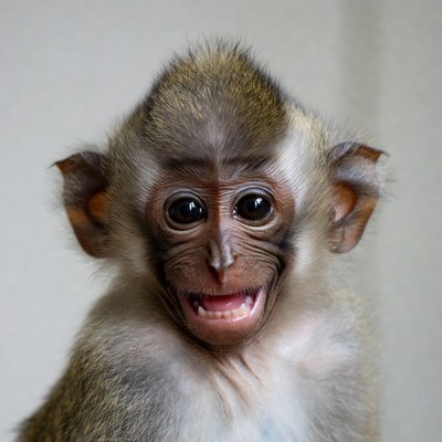 Baby long-tailed macaque smiling
