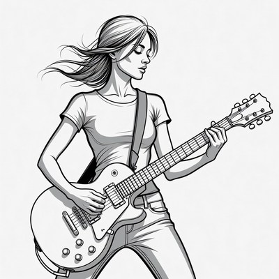 Woman playing electric guitar