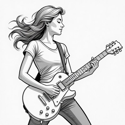 Woman playing electric guitar