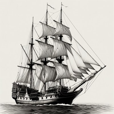 Sailing Ship on Ocean