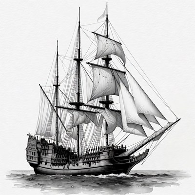 Sailing Ship on Ocean