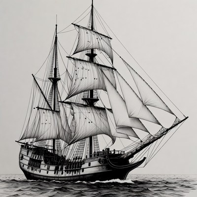 Sailing Ship on Ocean