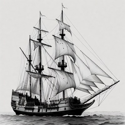 Sailing Ship on Ocean