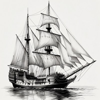 Sailing Ship on Sea