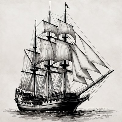 Sailing Ship on Ocean