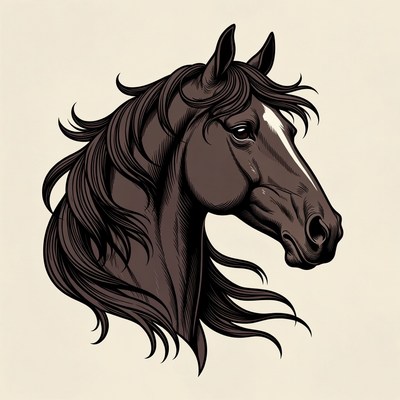 Brown horse head illustration