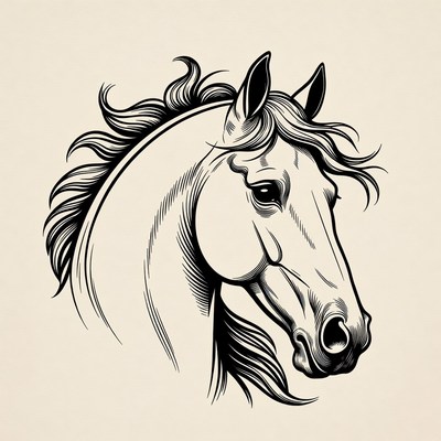 Horse head line art illustration