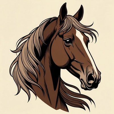 Brown Horse Head Illustration