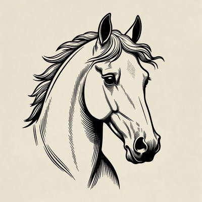 Horse head line art illustration