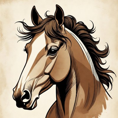 Brown Horse Head Illustration