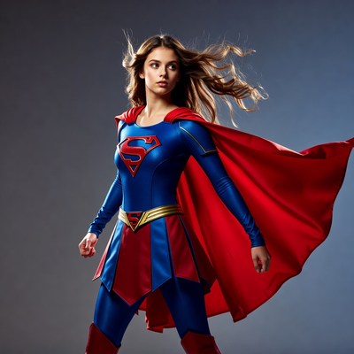 Supergirl in superhero costume