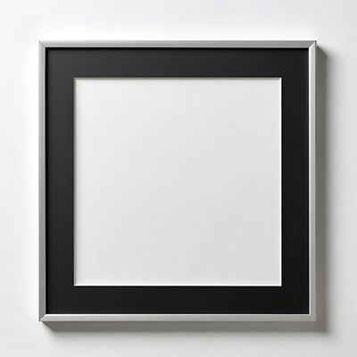 Empty Silver Frame on White Background