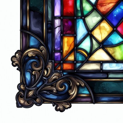 Colorful Stained Glass Window Corner