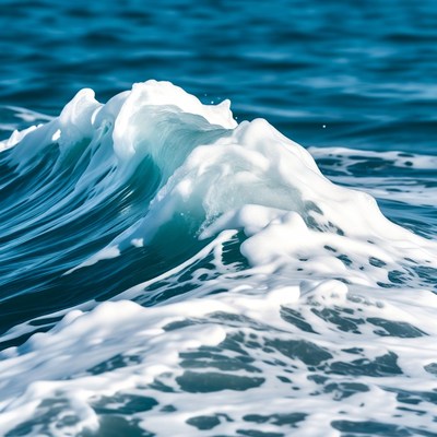 Ocean Wave Crashing with White Foam