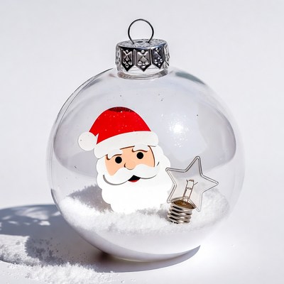 Santa Claus in Clear Christmas Ornament