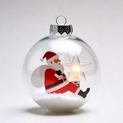 Santa Claus in glass Christmas ornament