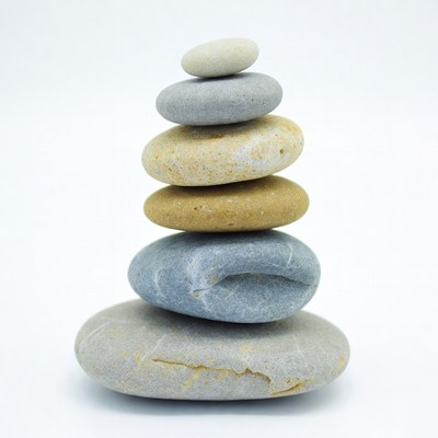 Stacked Pebbles on White Background