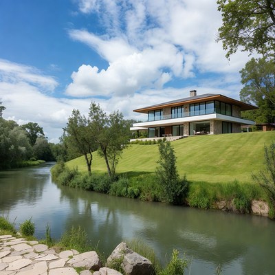 Modern House by River