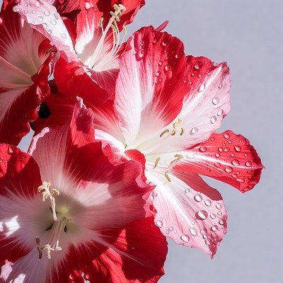 Amaryllis flowers with water droplets