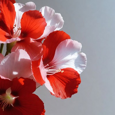 Red and White Geranium Flowers