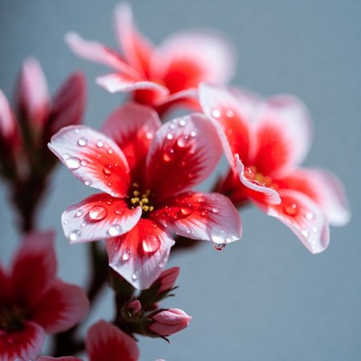 Red geranium flowers with water droplets